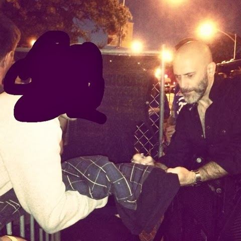 Screeching Weasel singer Ben Weasel signing my LEE Leather Jacket at Riot Fest, Chicago.