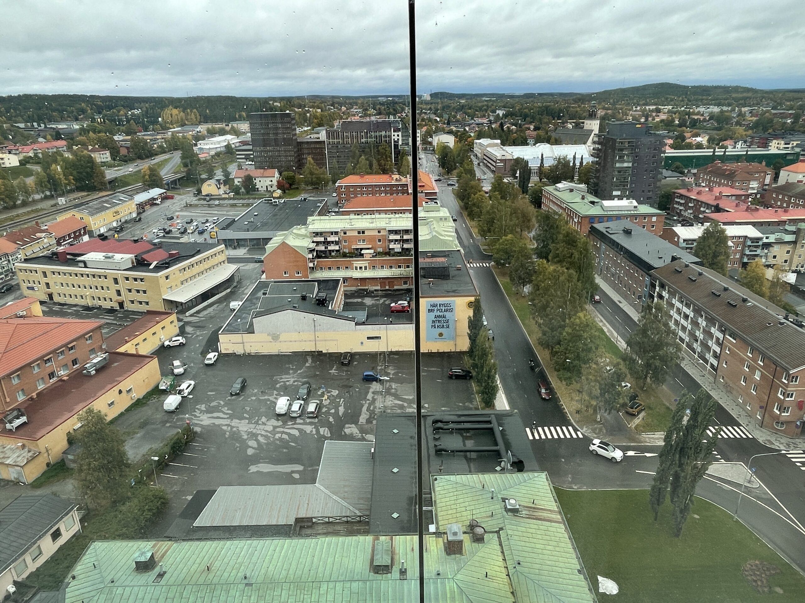 Utsikt från the Wood Hotel Skellefteå femtonde våningen